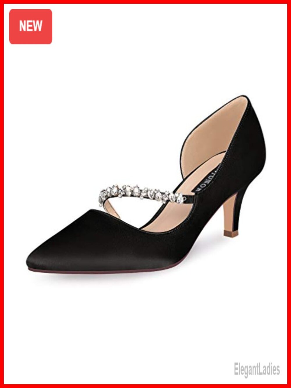 ERIJUNOR Women Mid Kitten Heels Closed Pointy Toe D'Orsay Pumps Wedding Party